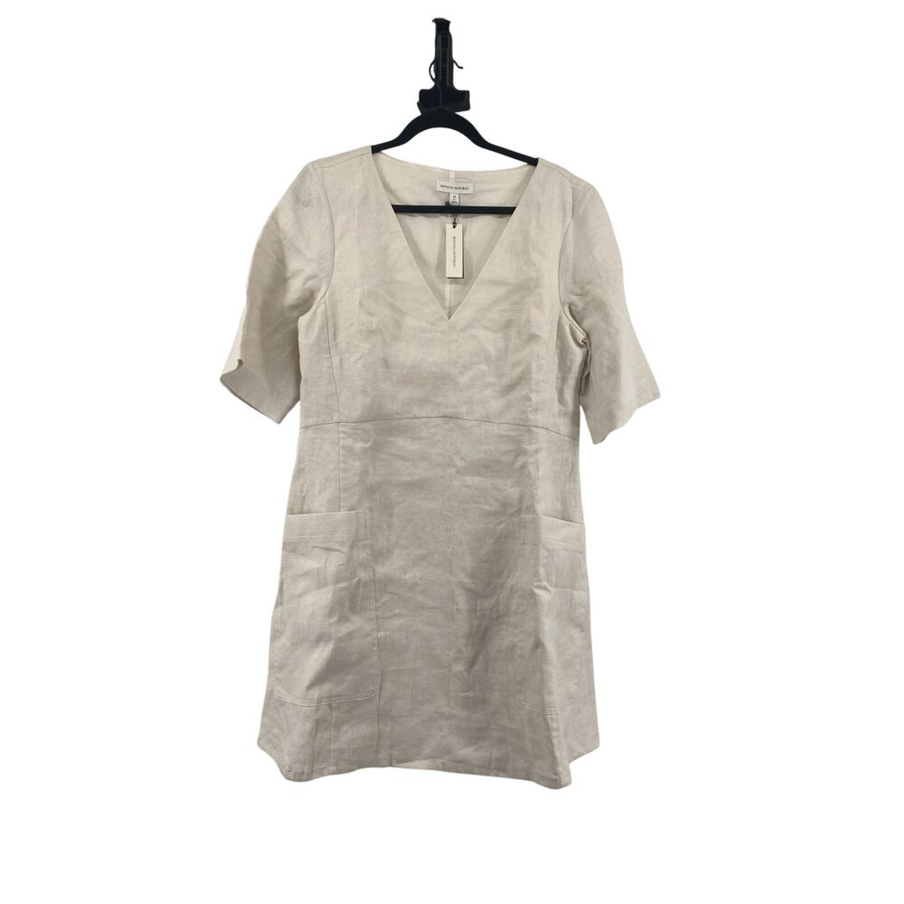 Banana Republic 100% Linen Fit & Flare Dress Sz M Tall Capsule Wardrobe